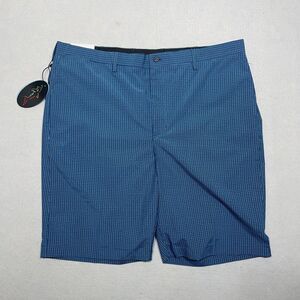 Greg Norman Golf Shorts Men 40 Blue Check Stretch Technical Performance NWT